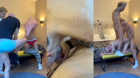 Un minet se fait embrocher sans capote par deux potes