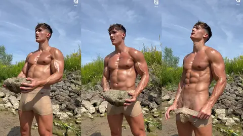 Levy Van Wilgen – Tease Corporel en Plein Air dans la Nature Torse Nu