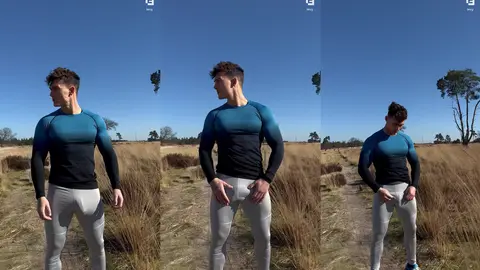 Levy Van Wilgen Tease Bosse En Legging Gris En Plein Air