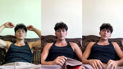 Je me branle sur le canapé en slip rouge