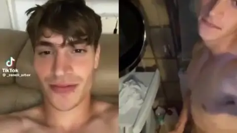 Un minet mignon se montre et se branle la bite dure dans une compilation torride