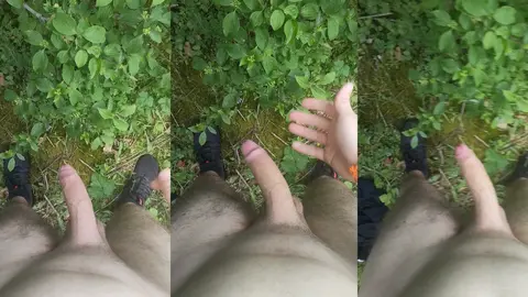 Je montre ma bite en plein air dans les bois