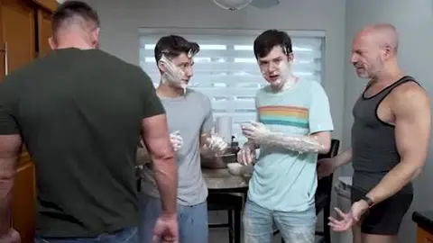 Creamy Frosting Dripping From the Messy Twinks’ Holes