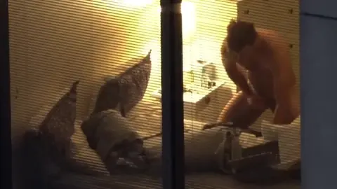 Un twink nu se penche dans une chambre baignée de lumière