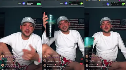 Un mec en casquette fait un live depuis sa chambre