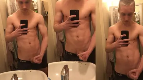 cute blondie: Showing off in the mirror #2