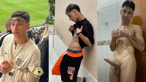 Gabriel Ritelli exhibe sa queue dure dans la salle de bain